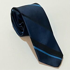 La Tulipe Noire Blue Slim Tie 2.25" Vintage Currie French Design Retro Mod